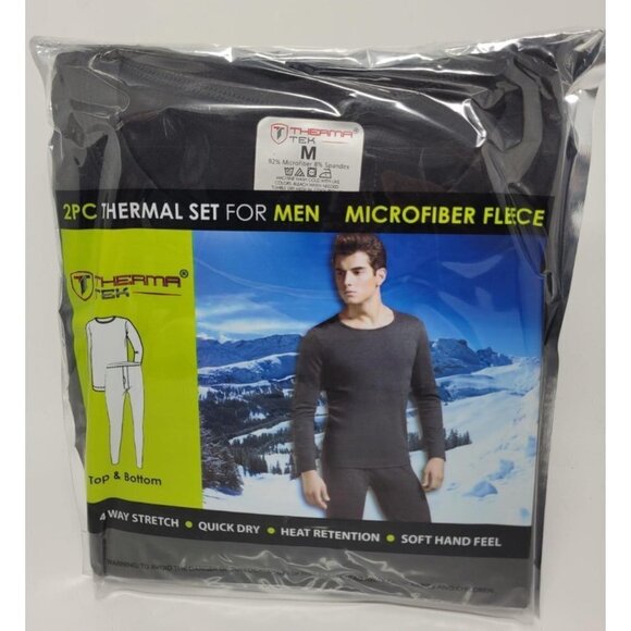 Men Long Johns Thermal Winter Microfiber Fleece Lined Warm Base Layer Top Pants - Picture 1 of 3